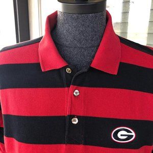 ASHWORTH Men's Black & Red All Cotton Pique UGA Georgia Bulldogs Knit Shirt - LG